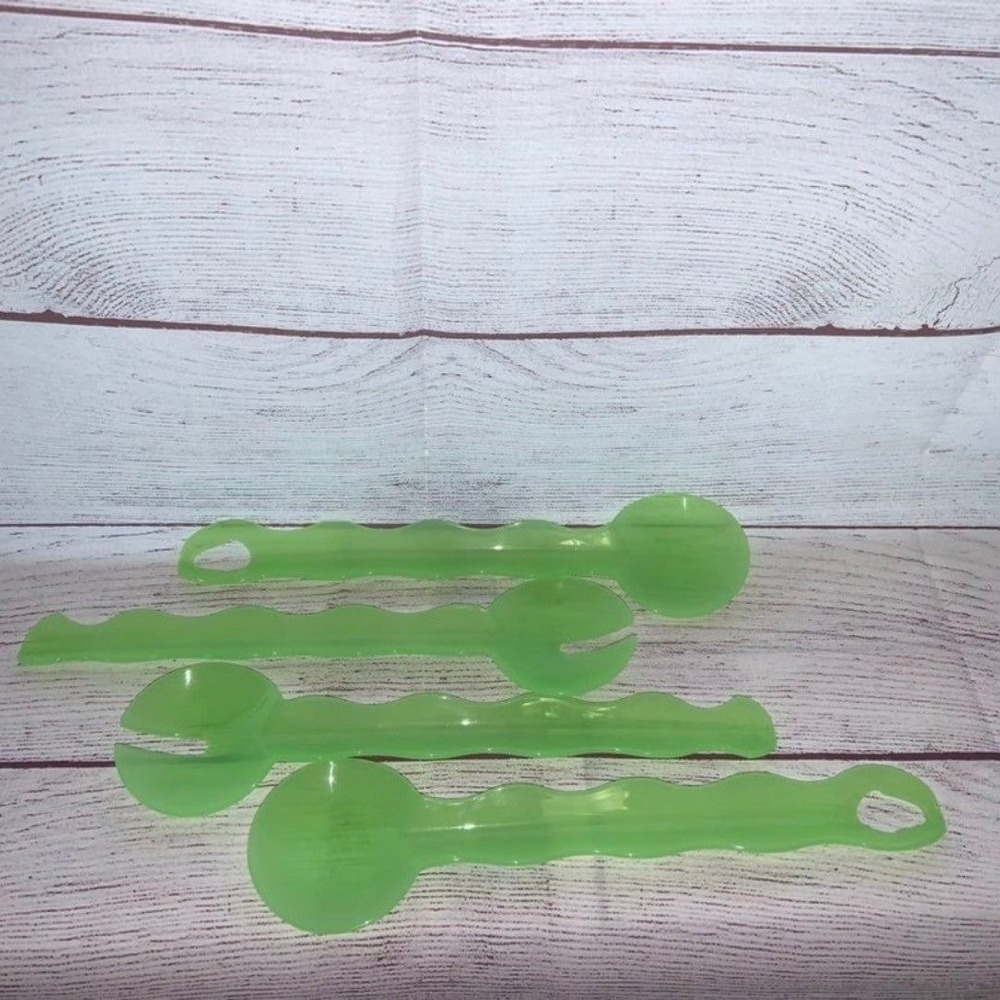 New Tupperware Green Salad Serving Fork & Spoon 3564 3565 - 2 Sets